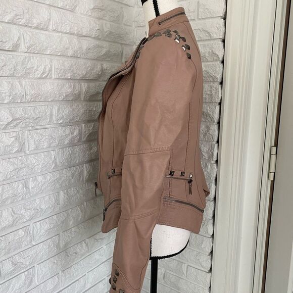 RARE TCBC Punk Pink Studded Faux Leather Jacket - Picture 3 of 9